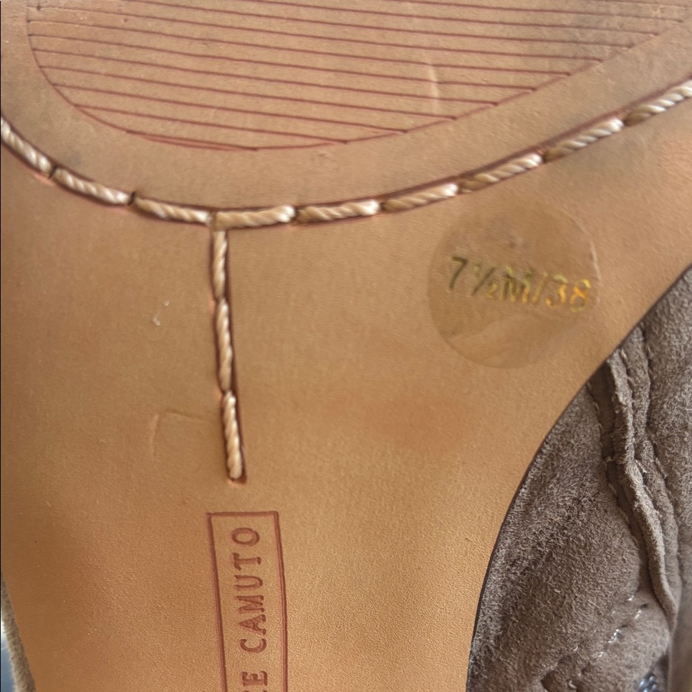 Vince Camuto Taupe Slouchy Pointed-Toe Suede Heeled Boots - Picture 9 of 14